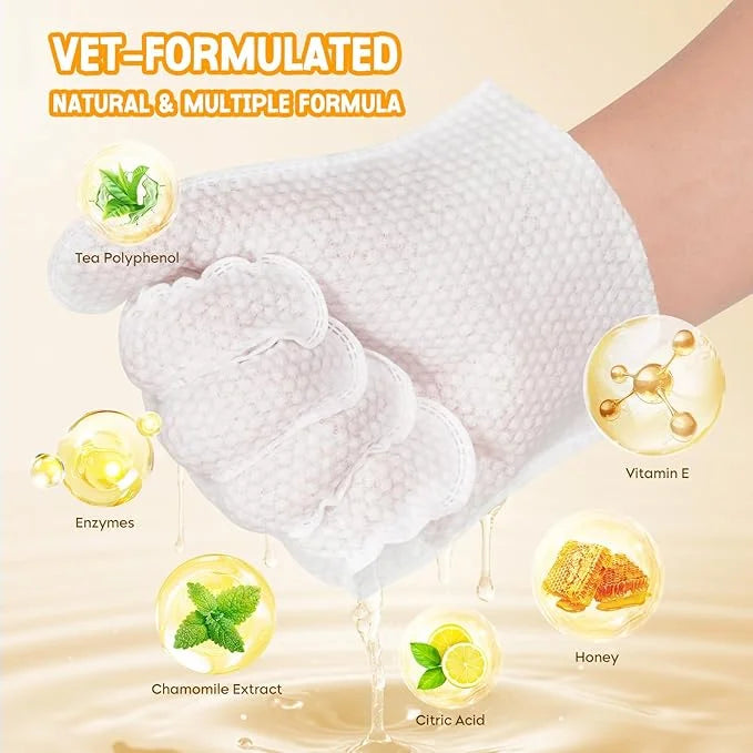 NEENCE Extra Thick Pet Glove Wipes for Dogs & Cats, Dog Washing Gloves Cleaning Deodorizing for Paws,Butt and Body, Cat Ba...