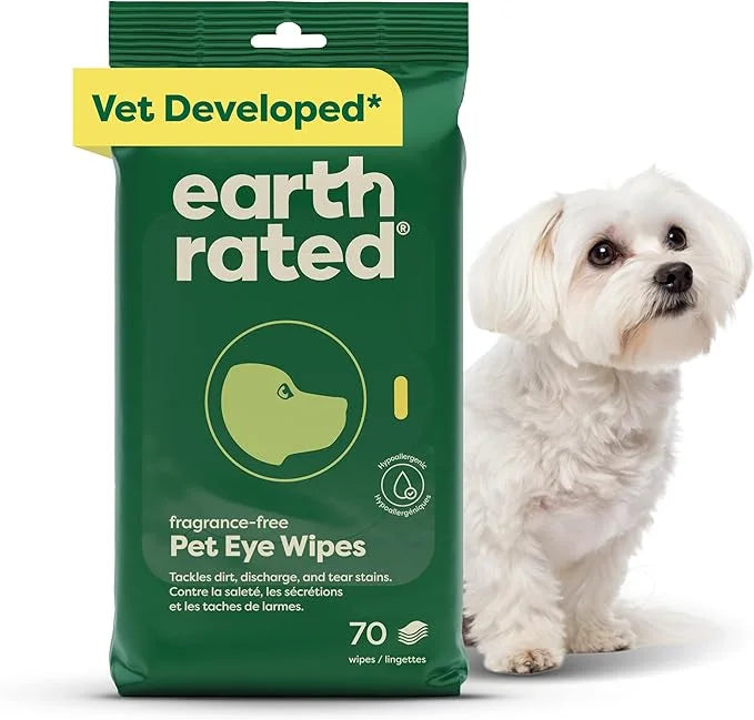 Earth Rated Vet-Developed Pet Eye Wipes, Hypoallergenic Cleaner for Dogs & Cats Eyes to Remove Dirt & Discharge, Fragrance...