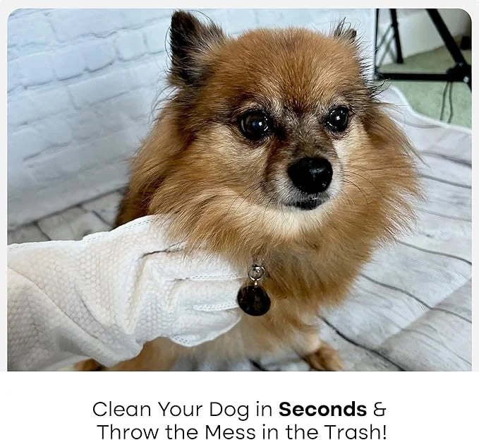 Uproot Clean Dog Cleaning Gloves: 1 Month Supply - Extra-Thick Pet Glove Wipes for Dogs & Cats - Easy Wipe Paws, Eyes, Ear...