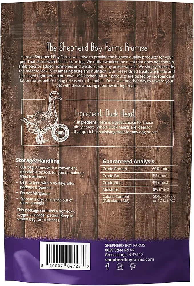 Freeze Dried Dog and Cat Treats, Duck Heart, All Natural Freeze-Dried Dog Treat & Dog Snack, Made in USA, High in Protein,...