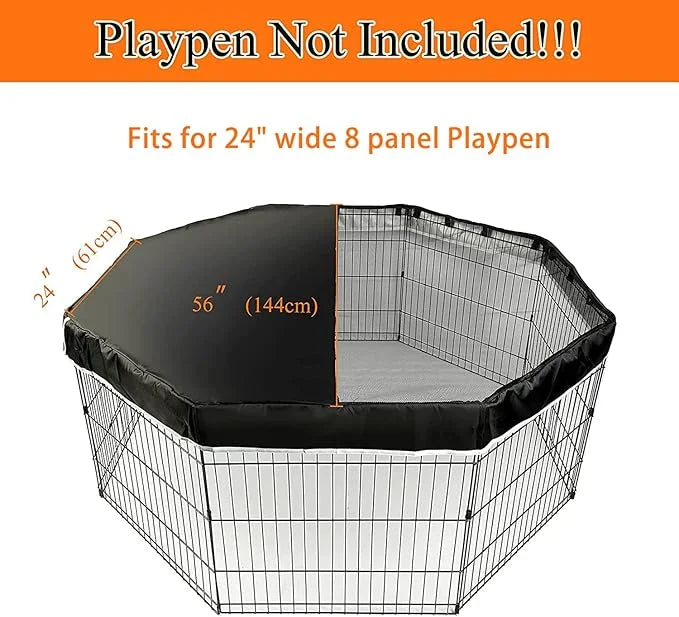 PJYuCien Dog Playpen Bottom Pad + Top Cover,Fits 24 Inch 8 Panels Regular Octagon Metal Exercise Pet Pen,Black (Note:Playp...
