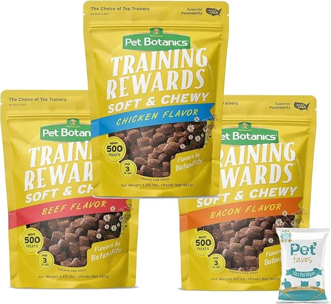 (3 Packs) Training Rewards Treats for Dogs, Speeds Up Learning Curve, No BHA, BHT, Ethoxyquin, Bacon, Beef, Chicken, 20 oz...
