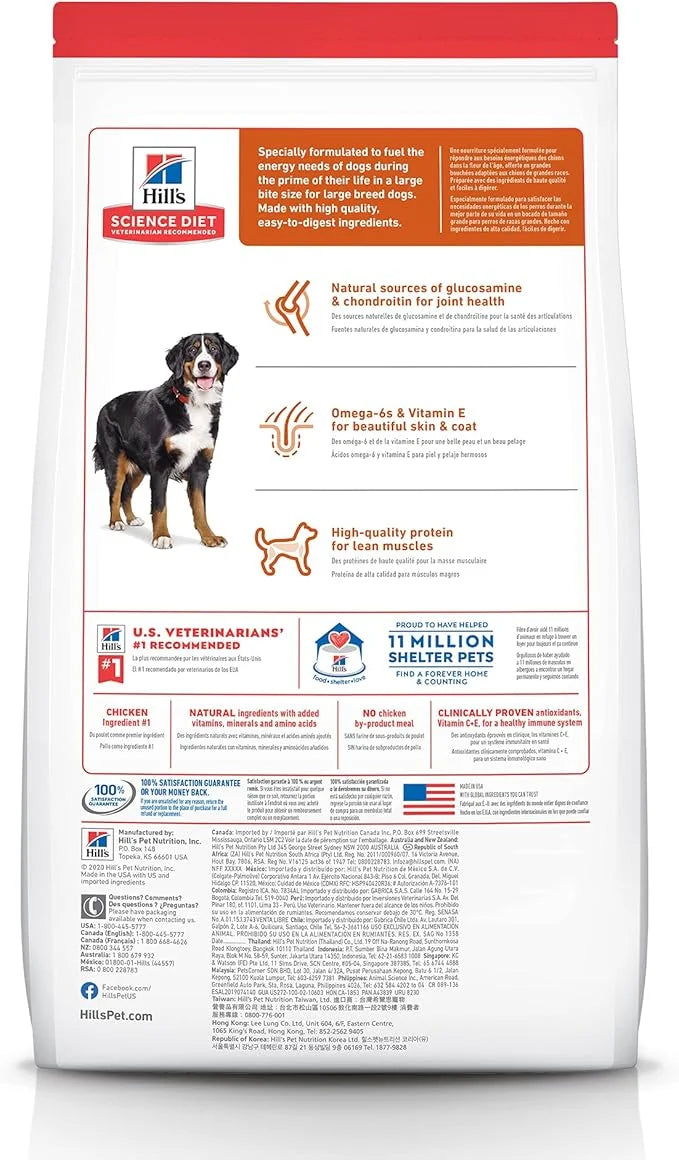 Hill's Science Diet Large Breed, Adult 1-5, Large Breed Premium Nutrition, Dry Dog Food, Chicken & Barley, 35 lb Bag - Pro...
