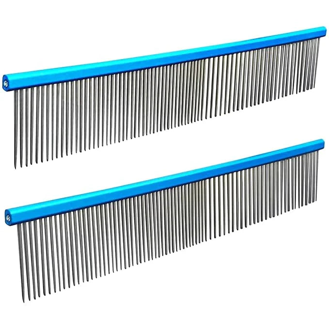 2 Pack Dog Combs with Stainless Steel Teeth Applicable to Cat Dog Comb Removing Tangles Easily Remove Dirt Grooming Anti-S...