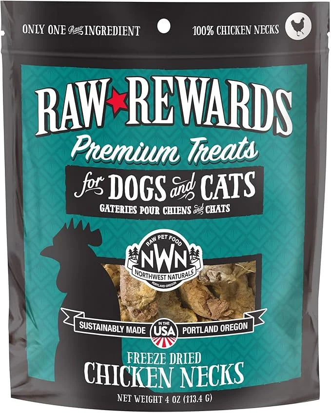 Northwest Naturals Raw Rewards Freeze-Dried Chicken Neck Treats for Dogs and Cats - Whole Neck - Healthy, 1 Ingredient, Hu...