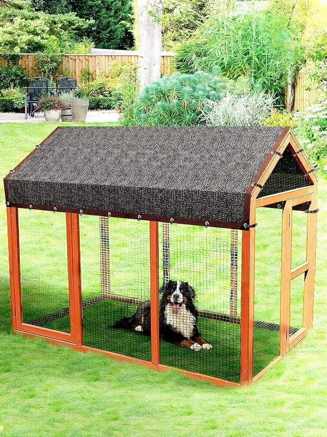 10 by 10 Feet Dog Kennel Cover Mesh Shade Panel with Grommets - Weather Guard Extra Large All Season Dog Run Cover & Roof ...