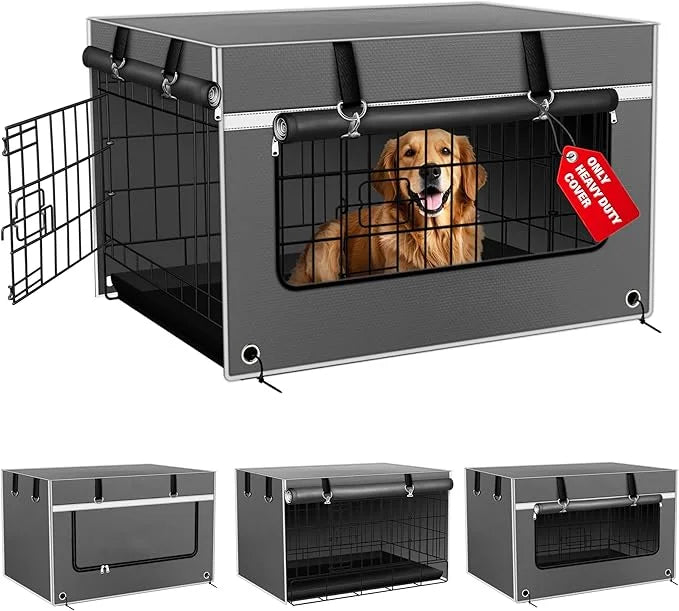 Dog Crate Cover 42 Inch Insulated Tear-Resistant ??Heavy-Duty & Breathable Dog Kennel Cover Indoor/Outdoor Use, Seamless F...