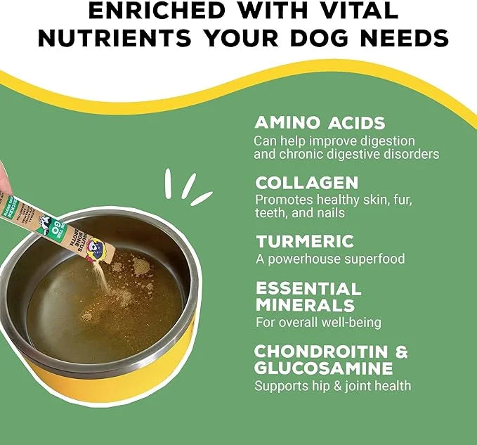 Brutus Bone Broth for Dogs - Bone Broth Powder with Chondroitin Glucosamine & Turmeric - Human Grade Dog Food Toppers for ...