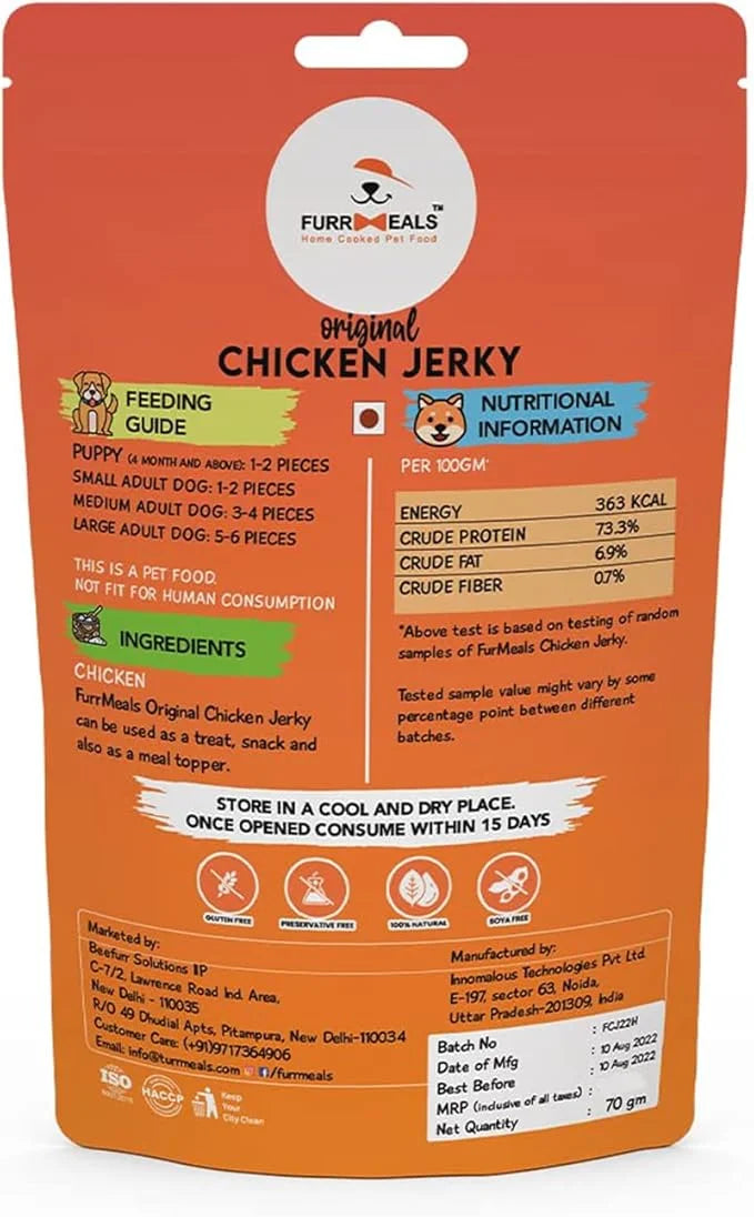Original Chicken Jerky | High Protein Low Fat | Natural Treat for Dogs & Cats | Zero Preservative Human Grade Dog Treat | ...