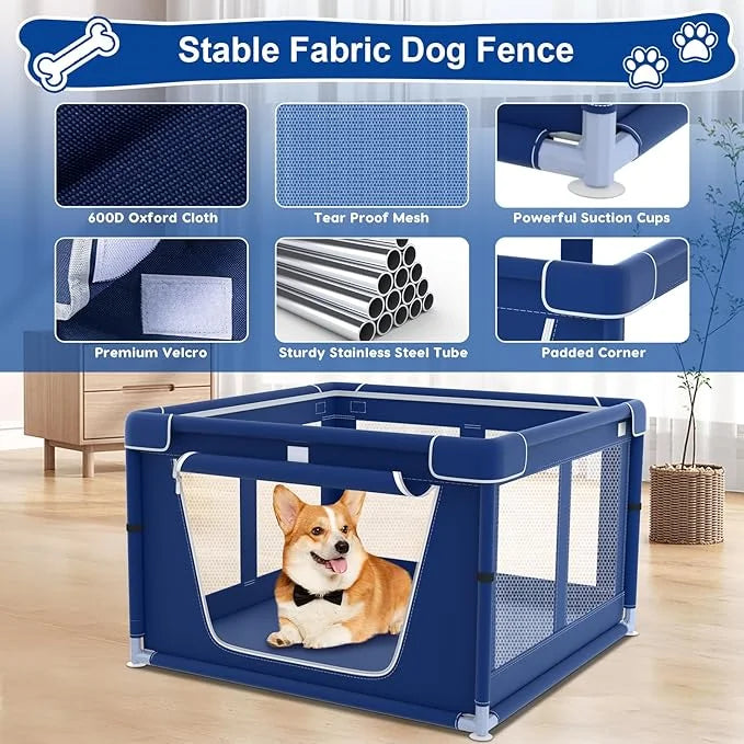 42x42x26 Inches Puppy Playpen with Gate, Small Dog & Puppy Playpen for Indoor & Outdoor, Sturdy Safety Dog Crate with Dura...