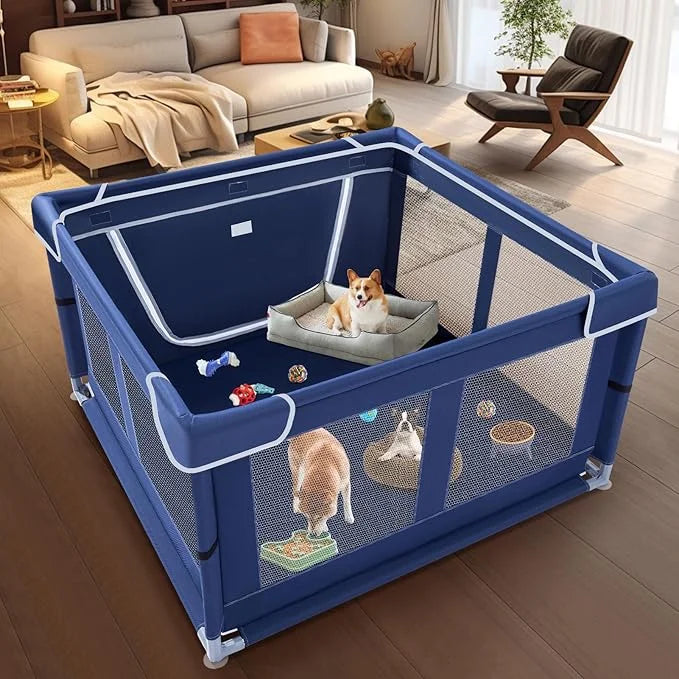 42x42x25.6 Inches Puppy Playpen with Gate, Dog Playpen for Puppies or Small Dogs, DogFence Pet Playpen for Indoor & Outdoo...