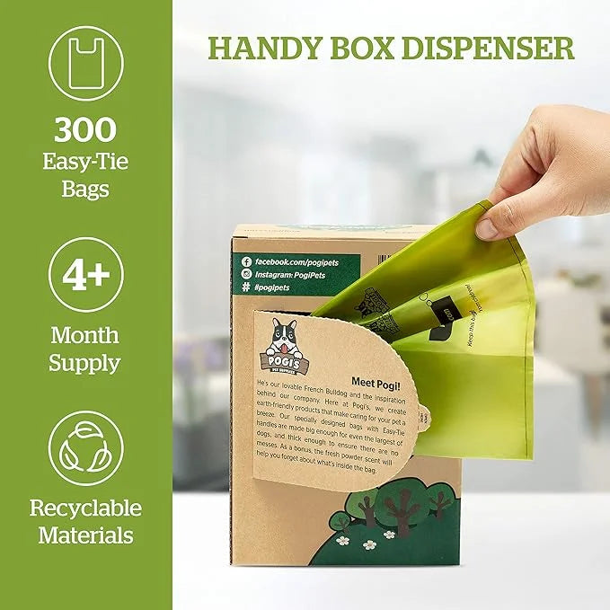 Pogi's 300 Unscented Dog Poop Bags w/Handles and 100 Plant-based Grooming Wipes Bundle - Product Image