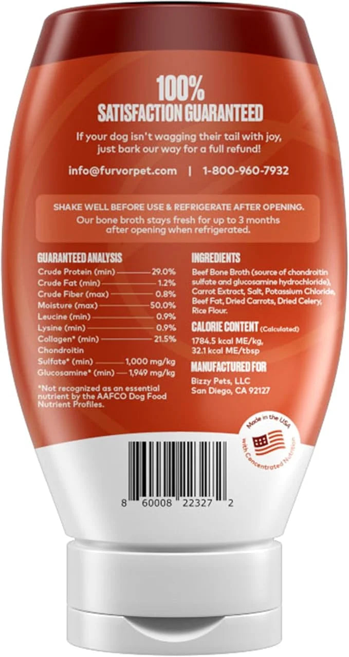 Beef Bone Broth for Dogs - Collagen Protein Supplement for Digestion, Mobility, Coat, Immune System, Healthy Dog Food Topp...