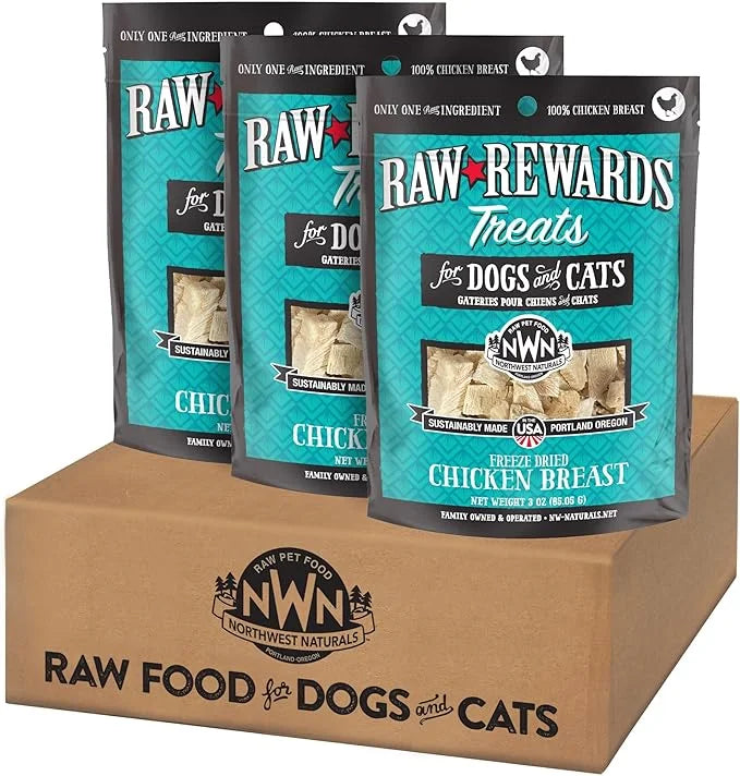 Northwest Naturals Raw Rewards Freeze-Dried Chicken Breast Treats for Dogs and Cats - Bite-Sized Pieces - Healthy, 1 Ingre...