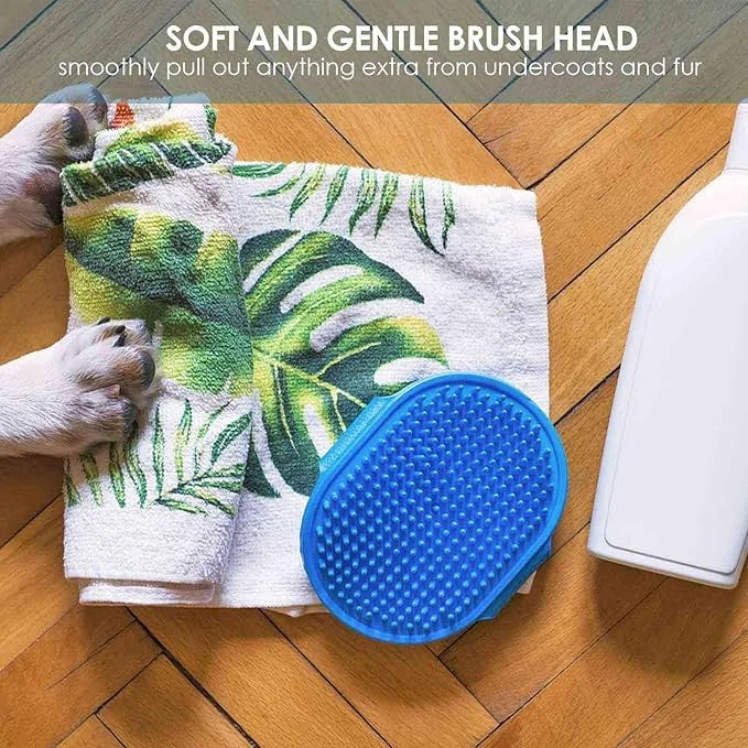 2 Pack Dog Grooming Brush, Premium Soft Silicone Pet Bath Brushes with Adjustable Handle, Shampoo Soothing Comb for Wet Dr...