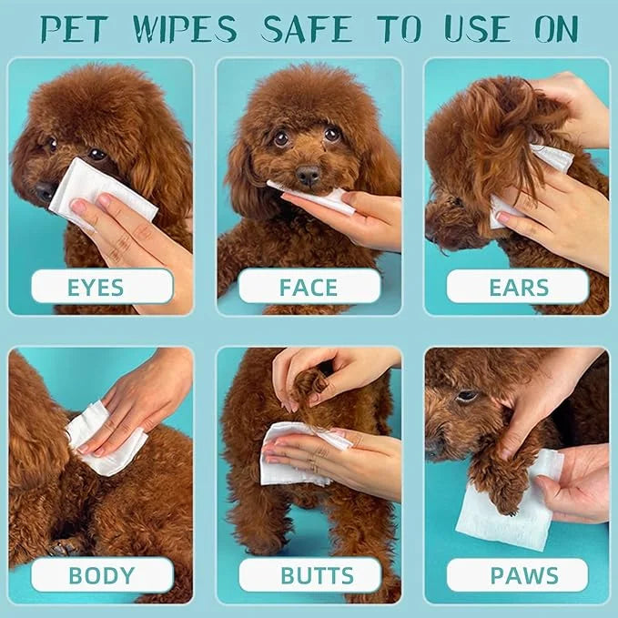 Pet Hypoallergenic Wipes, Extra Thick Cat Wipes for Cleaning Small Animal's Paws,Ears,Butt,Face and Eyes,Portable Organic ...