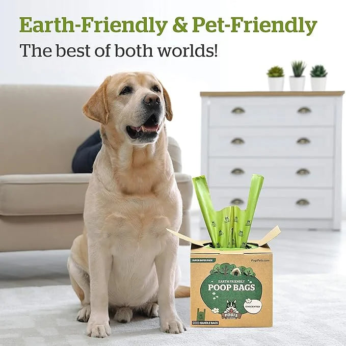 Pogi's 900 Unscented Dog Poop Bags w/Handles and 100 Plant-based Grooming Wipes Bundle - Product Image