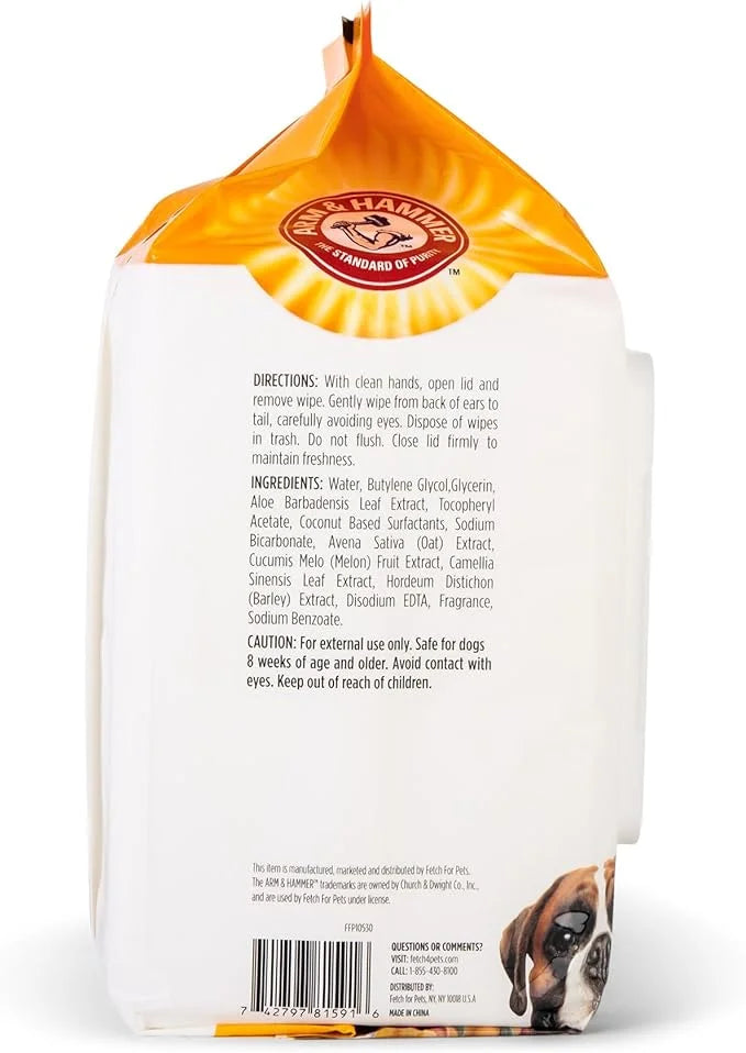 Arm & Hammer for Pets Heavy Duty Multipurpose Bath Wipes for Dogs | All Purpose Dog Wipes Remove Smell & Refresh Skin for ...