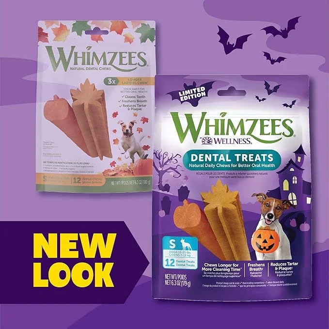 Whimzees by Wellness Halloween Natural Dental Chews for Dogs, Long Lasting Treats, Grain-Free, Freshens Breath, Small Bree...