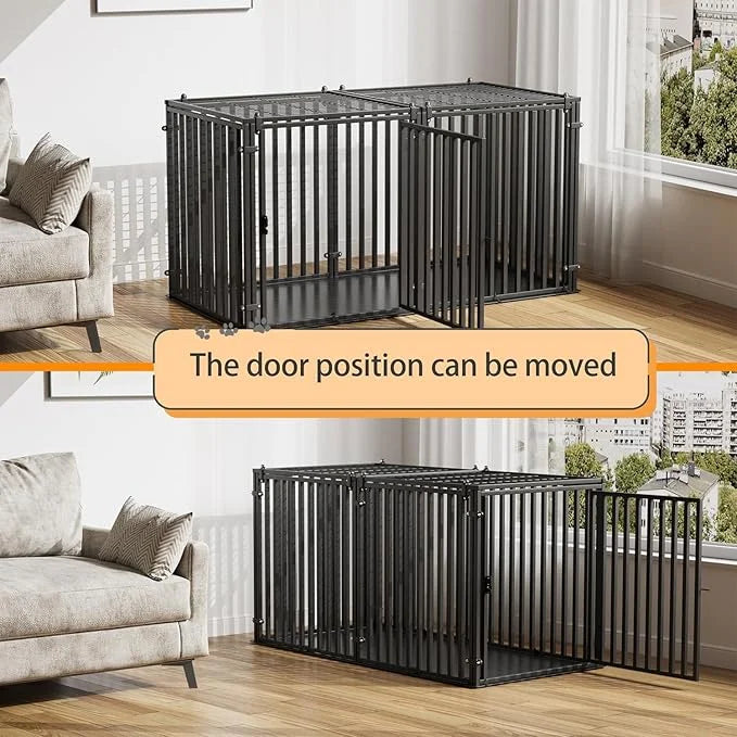 63" L x 35" H Super Large Steel Tube Dog Crate with Mat Base, Heavy Anti-Bite, Dog Crates for Large Dogs, Big Dog Cage, Do...