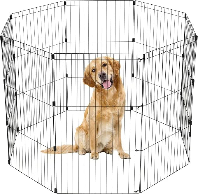 IRIS USA Metal Dog Playpen, 8-Panel 42" Pet Playpen, Puppy Playpen, Indoor/Outdoor Dog Fence, 58 x 58 x 42, Foldable, Cust...