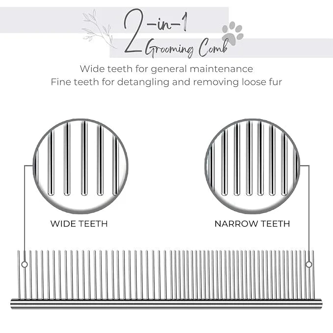 Flexzion Pet Grooming Comb Stainless Steel Cats Dogs Puppy Medium Animals Fur Trimmer Brush Accessory Tool With Smooth Tee...