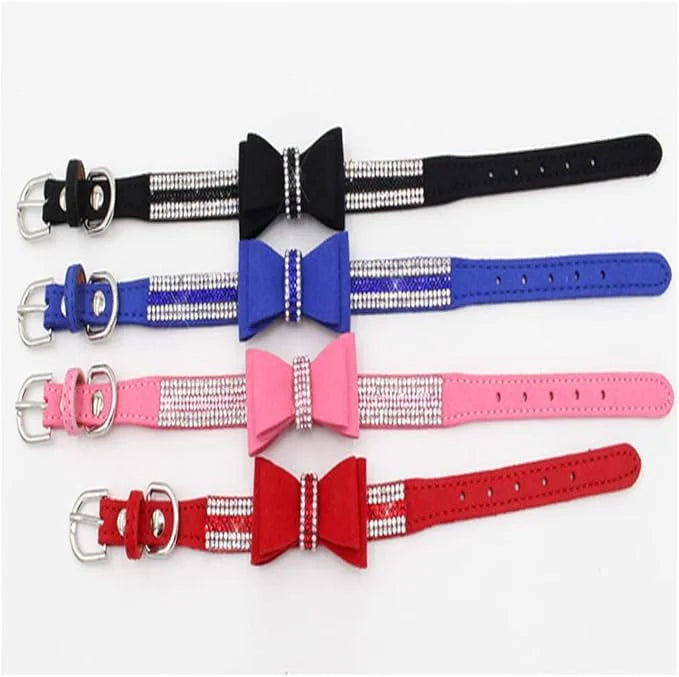 Bling Small Dog Collars for Female Dogs, Christmas Rhinestone Dog Collar with Bow tie, Crystal Jeweled Girl's Cat Collars ...