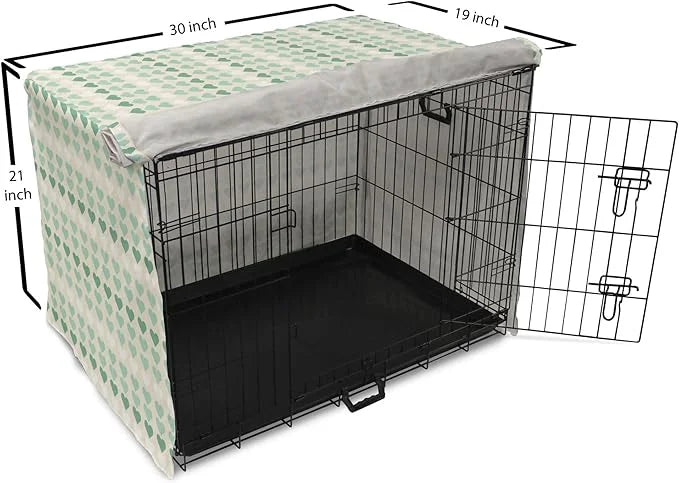 Lunarable Aquamarine Dog Crate Cover, Romantic Pattern with Heart Shapes in Rows, Easy to Use Pet Kennel Cover for Cats & ...