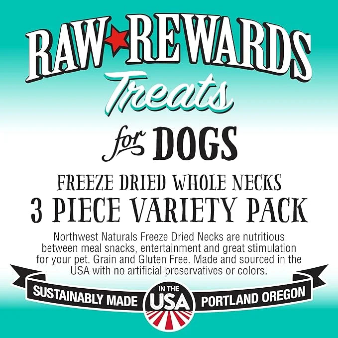 Northwest Naturals Freeze-Dried Raw Rewards Variety Pack for Dogs & Cats - Duck (4 Oz), Chicken (5 Oz), Turkey (6 Oz) - He...
