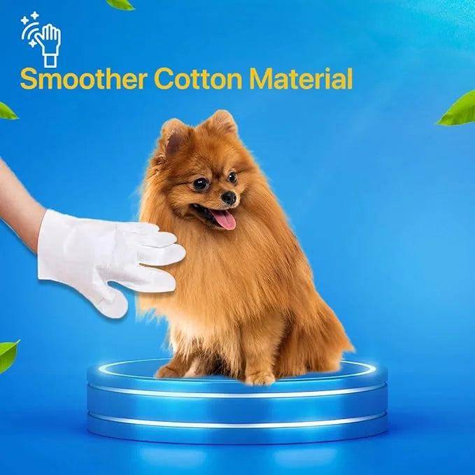 Extra Thick Pet Grooming Glove Wipes for Dogs & Cats, Cleaning & Odor-Controlling Grooming Gloves, Nourish Fur Glove Wipes...