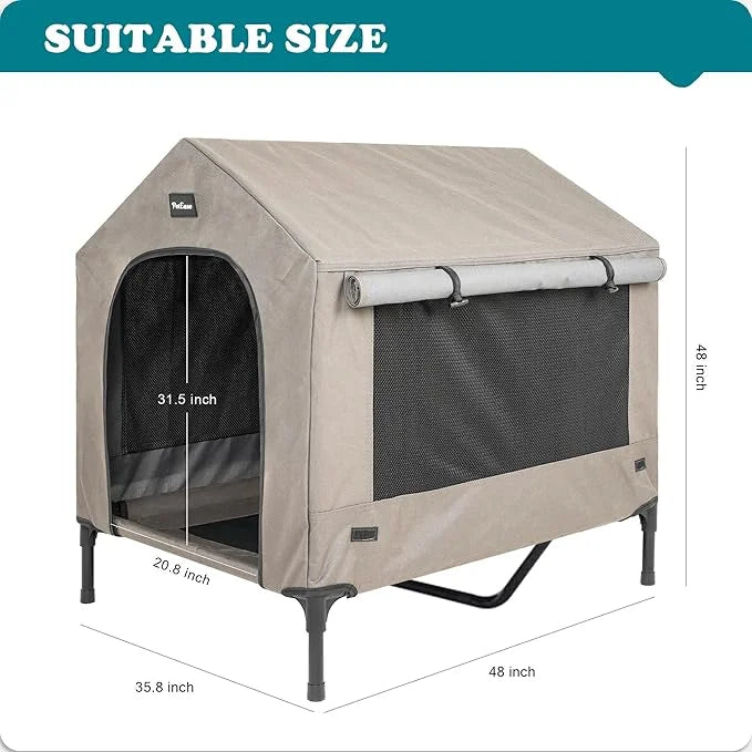 2 in 1 Dog House,Elevated Dog Bed with Removable Cover, Indoor & Outside Puppy Shelter Cot,Raised Dog Bed for Large Dogs &...