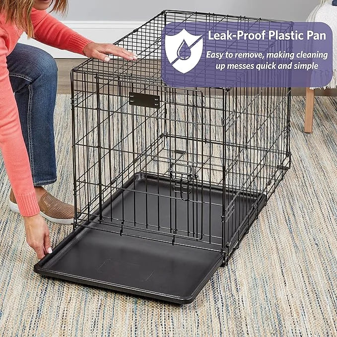 MidWest Homes for Pets Newly Enhanced Single & Double Door iCrate Dog Crate, Includes Leak-Proof Pan, Floor Protecting Fee...