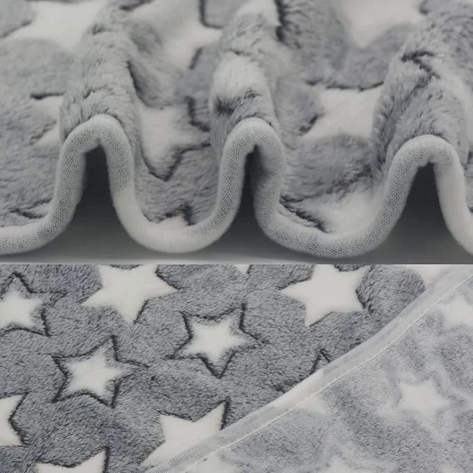 1 Pack 3 Puppy Blankets Cat Dog Blankets Super Soft Warm Sleep Mat Grey Star Cute Print Blanket Fluffy Fleece Pet Blanket ...