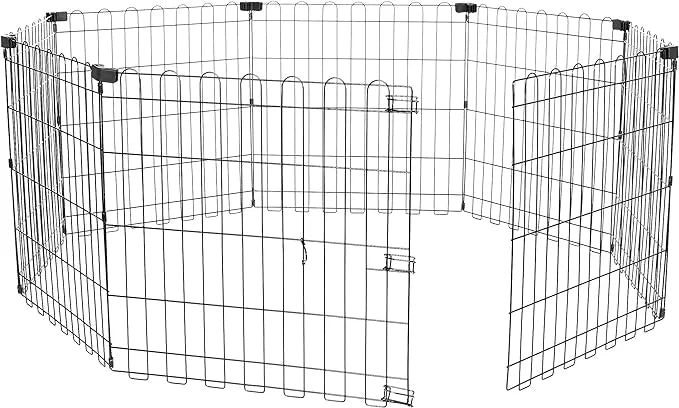 Amazon Basics Foldable Octagonal Metal Exercise Dog Playpen - Indoor/Outdoor, No Door, Extra Small (8 Panels, 24 x 24), Ea...