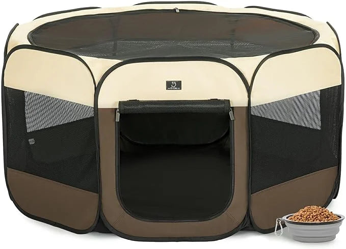 A4Pet Portable Foldable Pet Playpen, Dog Playpen Indoor/Outdoor - Ideal for Dogs, Cats, Rabbits - Removable Zipper & Colla...