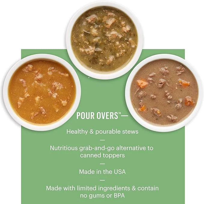 The Honest Kitchen Bone Broth POUR OVERS Wet Toppers for Dogs (12 Pack), 5.5 oz - Beef Stew - Product Image