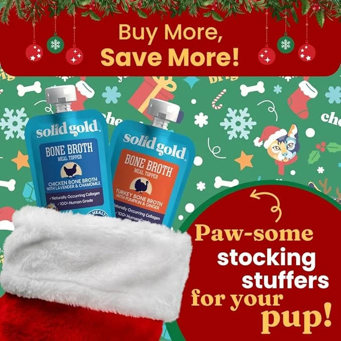 Solid Gold Chicken Bone Broth for Dogs - Grain Free Dog Food Topper Rich in Collagen and Superfoods - Nutrient Dense Dog G...