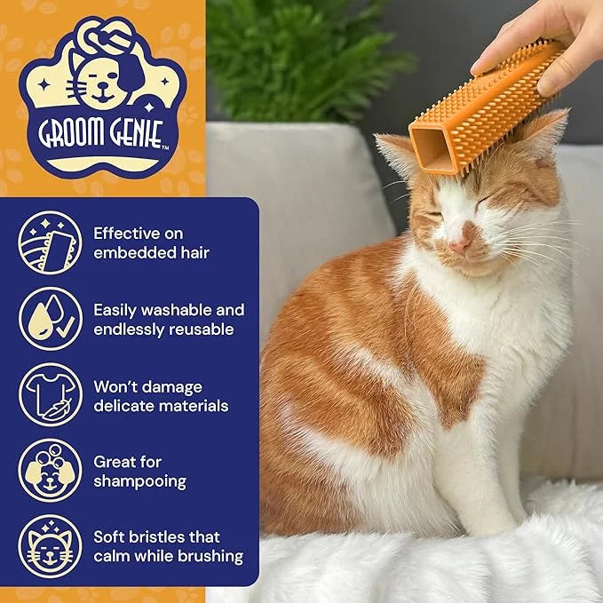 Magic Pet Hair Block Brush (Canyon Orange) | Ultimate Dog & Cat Hair Remover for Sofa, Furniture, Carpet, Bedding, and Clo...
