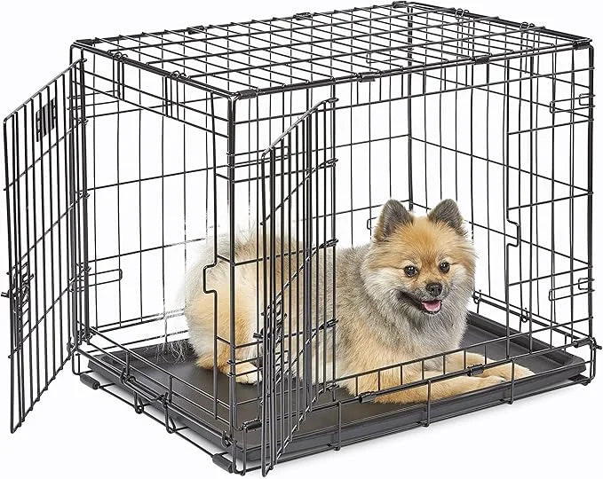 MidWest Homes for Pets Newly Enhanced Single & Double Door iCrate Dog Crate, Includes Leak-Proof Pan, Floor Protecting Fee...