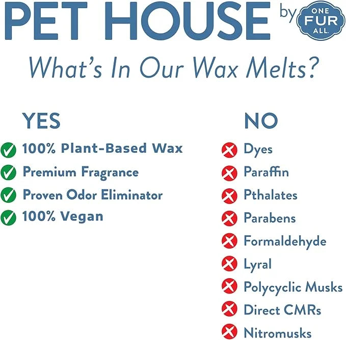 One Fur All 100% Natural Soy Wax Melts in 20+ Fragrances, Pack of 2 by Pet House - Long Lasting Pet Odor Eliminating Wax M...