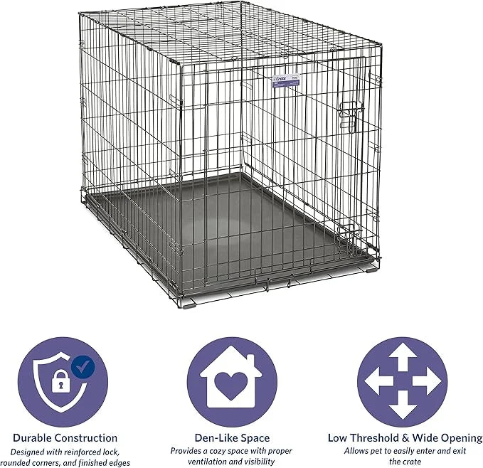 MidWest Homes for Pets Newly Enhanced Single & Double Door iCrate Dog Crate, Includes Leak-Proof Pan, Floor Protecting Fee...