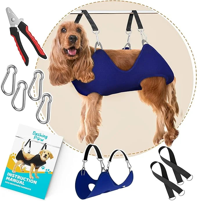 Dog Grooming Hammock – Sturdy & Safe Dog Hammock for Grooming with Durable Carabiner Clips & Straps – Soft, Comforting Dog...