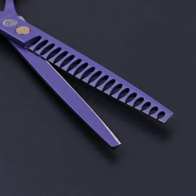 Purple Dragon 7.0 inch Professional Dog Grooming Hair Cutting Scissor &Curved Scissor&Chunker Shear Kit with Bag - for Pet...
