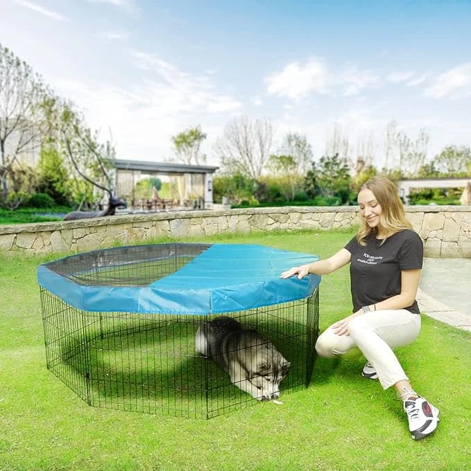 PJYuCien Dog Playpen Mesh Top Cover, Fits 24 Inch 8 Panels Regular Octagon Metal Exercise Pet Pen, Adhesive Tape Connectio...