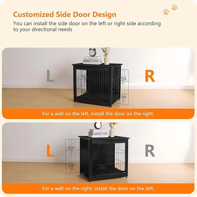 DWANTON Dog Crate Furniture with Cushion, Wooden Kennel Table with Double Doors, Indoor Dog House, Small/Medium/Large Size...
