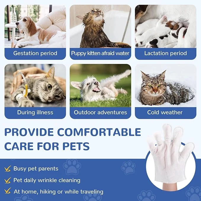 10 Pcs Pet Cleaning Glove Wipes for Dogs & Cats, Hypoallergenic Grooming Wipes, Dog Wipes for Paws and Buttocks, Dog Wipes...