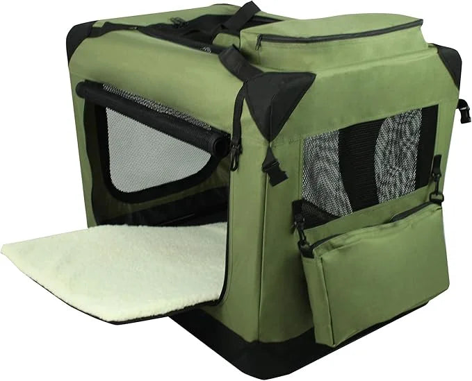 EliteField 3-Door Folding Soft Dog Crate with Carrying Bag and Fleece Bed (2 Year Warranty), Indoor & Outdoor Pet Home (20...