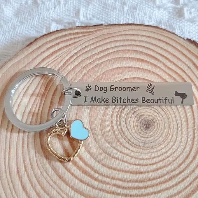 RFTWXHPN Dog Groomer Gifts Keychain for Women Men Dog Groomer I Make Bitches Beautiful Key Chains for Dog Hairdresser Groo...