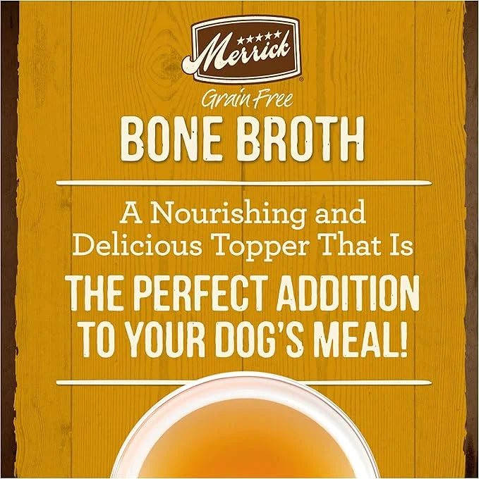 Merrick Grain Free Bone Broth, Premium Human Grade And Gluten Free Dog And Cat Food Topper Pouches, Chicken - 7 oz. Pouch ...