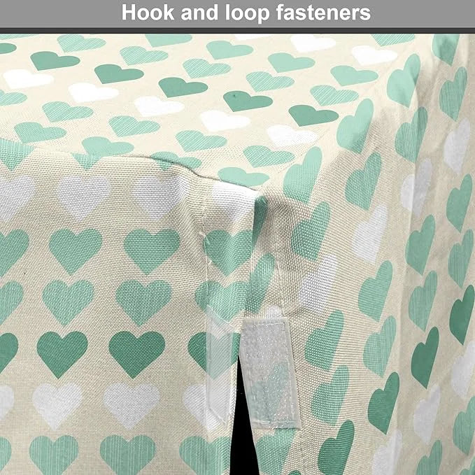 Lunarable Aquamarine Dog Crate Cover, Romantic Pattern with Heart Shapes in Rows, Easy to Use Pet Kennel Cover for Medium ...